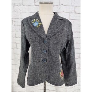 Vintage Y2K Tweed Blazer Boho Dark Cottage Steampunk Equestrian Twee Peplum 16